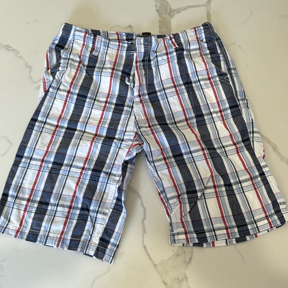Like new condition buffalo shorts size 32, blue and red plaid